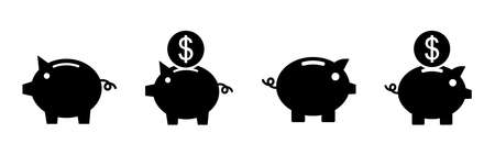 Piggy bank icon set. piggy money iconのイラスト素材