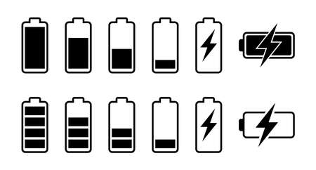 Battery icon set. battery charge level. battery Charging iconのイラスト素材