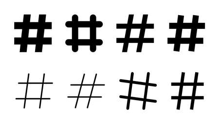 Hashtag icon set. hashtag symbolのイラスト素材