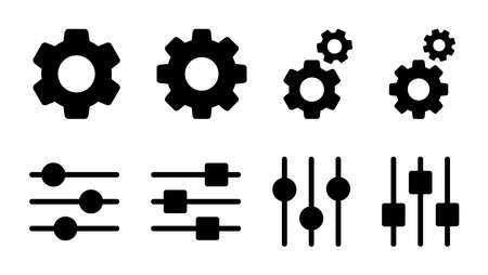 Setting Icon set. Cog Settings Icon Symbolのイラスト素材