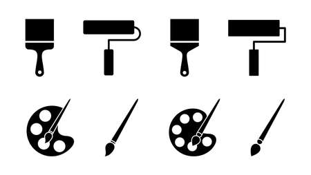 Paint icon set. paint brush icon vector. paint roller icon vectorのイラスト素材