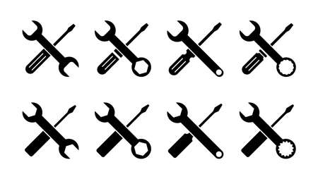 Repair tools icon set. tool icon vector. setting icon vector. Wrench and screwdriver. support, Serviceのイラスト素材
