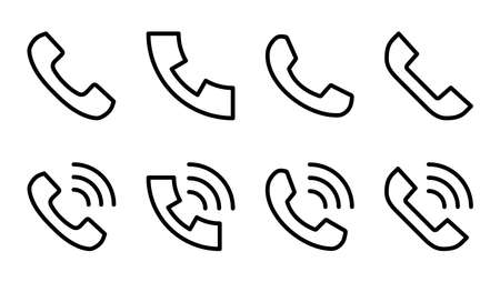 Call icon set. telephone icon vector. phone icon vector. contact usのイラスト素材