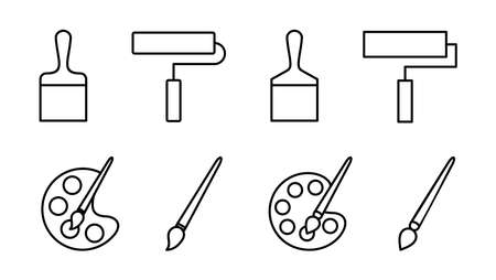 Paint icon set. paint brush icon vector. paint roller icon vectorのイラスト素材