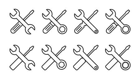 Repair tools icon set. tool icon vector. setting icon vector. Wrench and screwdriver. support, Serviceのイラスト素材