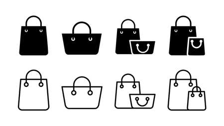 Shopping bag icon set. shopping icon vectorのイラスト素材