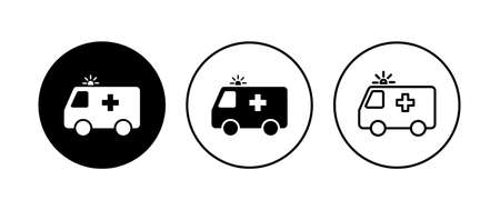Ambulance icon set. ambulance truck icon vector. ambulance carのイラスト素材