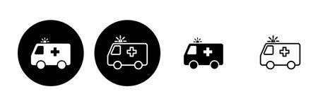 Ambulance icon set. ambulance truck icon vector. ambulance carのイラスト素材