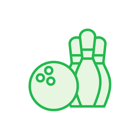 Bowling icon set. bowling ball and pin icon. bowling pinsのイラスト素材