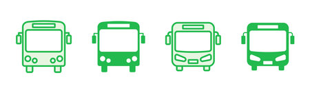 Bus icon set. bus vector iconのイラスト素材