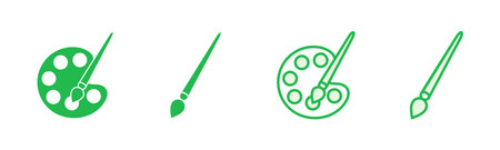 Paint icon set. paint brush icon vector. paint roller icon vectorのイラスト素材