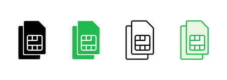 Sim card icon set. dual sim card icon vectorのイラスト素材