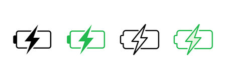 Battery icon set. battery charge level. battery charging iconのイラスト素材