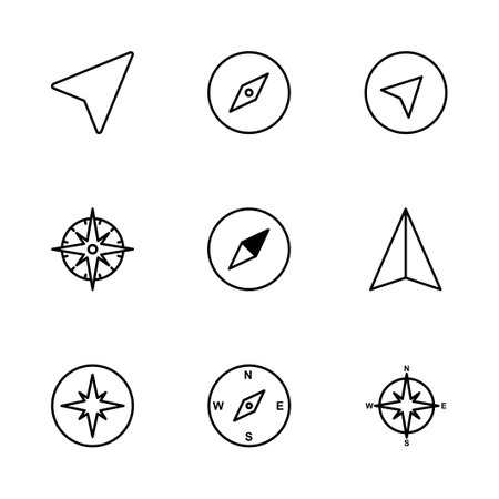 Compass icon set. arrow compass icon vectorのイラスト素材