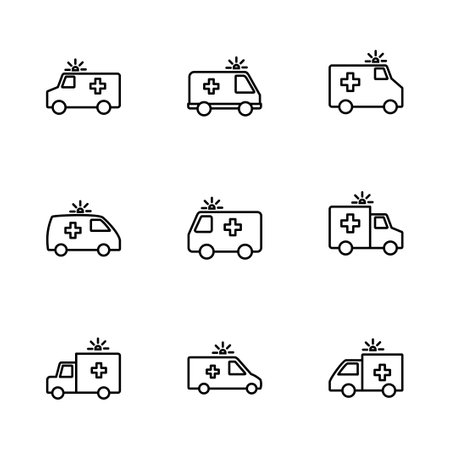 Ambulance icon set. ambulance truck icon vector. ambulance carのイラスト素材