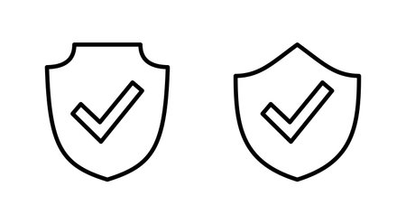 Shield check mark  icon set. Protection approve sign. Safe icon vectorのイラスト素材