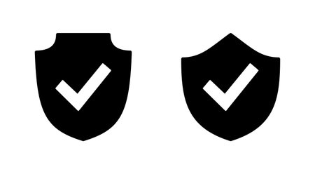 Shield check mark  icon set. Protection approve sign. Safe icon vectorのイラスト素材