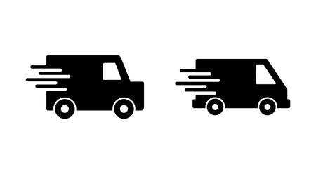 Fast shipping delivery truck icon set. Delivery truck icon. fast delivery iconのイラスト素材