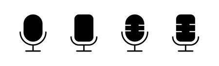 Microphone icon set. karaoke icon vectorのイラスト素材