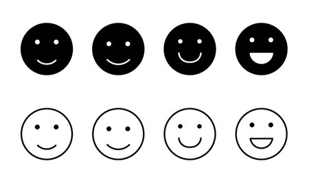 smile icon set. smile emoticon icon. feedbackのイラスト素材