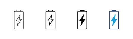 Battery icon set. battery charge level. battery charging iconのイラスト素材