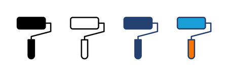 Paint icon vector. paint brush icon vector. paint roller icon vectorのイラスト素材