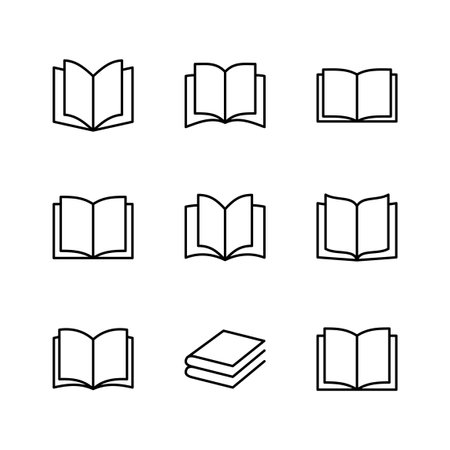 Book icon set. open book icon vector. ebook iconのイラスト素材
