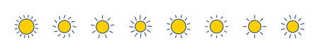Sun icon set. Brightness Icon vector