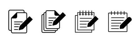 Note icon set. notepad icon vector. edit file. write iconのイラスト素材