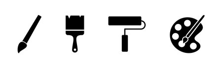 Paint icon set. paint brush icon vector. paint roller icon vectorのイラスト素材
