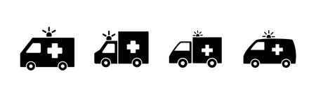 Ambulance icon set. ambulance truck icon vector. ambulance carのイラスト素材