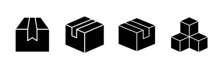 Box icon set. box vector icon, package, parcelのイラスト素材