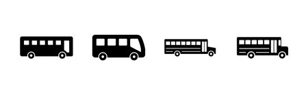 Bus icon set. bus vector iconのイラスト素材