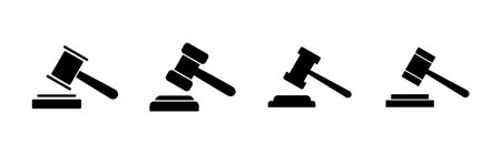 Gavel icon set. judge gavel icon vector. law icon vector. auction hammerのイラスト素材