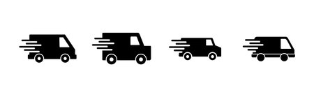 Fast shipping delivery truck icon set. Delivery truck icon. fast delivery iconのイラスト素材