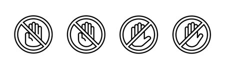 Stop icon set. stop road sign. hand stop icon vectorのイラスト素材
