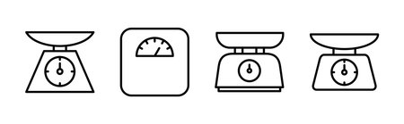 Scales icon set. Weight scale icon. Law scale icon. Justiceのイラスト素材