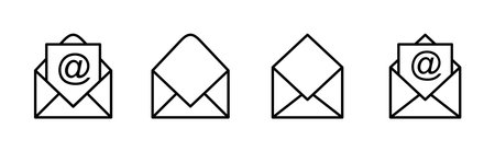 Mail icon set. email icon vector. E-mail icon. Envelope illustrationのイラスト素材