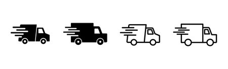 Fast shipping delivery truck icon set. Delivery truck icon. fast delivery iconのイラスト素材