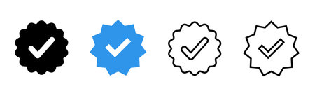 verified icon set. verification check mark. approved iconのイラスト素材