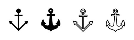 Anchor icon set. Anchor symbol logo. Anchor marine icon.のイラスト素材