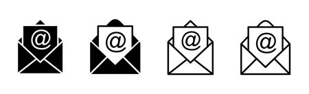 Mail icon set. email icon vector. E-mail icon. Envelope illustrationのイラスト素材