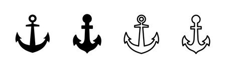 Anchor icon set. Anchor symbol logo. Anchor marine icon.のイラスト素材