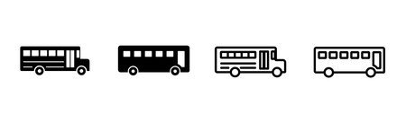 Bus icon set. bus vector iconのイラスト素材