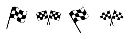 Racing flag icon set. race flag icon.Checkered racing flag iconのイラスト素材