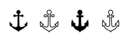 Anchor icon set. Anchor symbol logo. Anchor marine icon.のイラスト素材