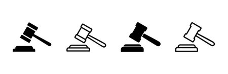 Gavel icon set. judge gavel icon vector. law icon vector. auction hammerのイラスト素材