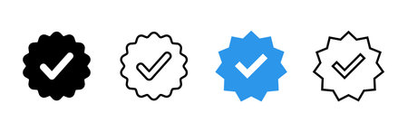 verified icon set. verification check mark. approved iconのイラスト素材