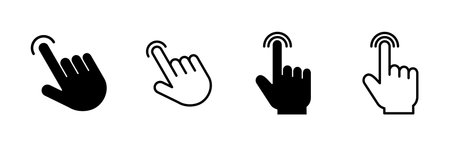 Hand click icon set. pointer icon vector. hand cursor icon vectorのイラスト素材