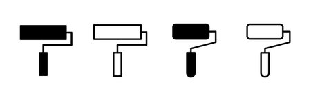 Paint icon set. paint brush icon vector. paint roller icon vectorのイラスト素材